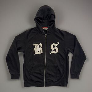 Undefeated Full Zip Logo Hoodie Bad Sports Sz M Black Embroidered Back Graphic